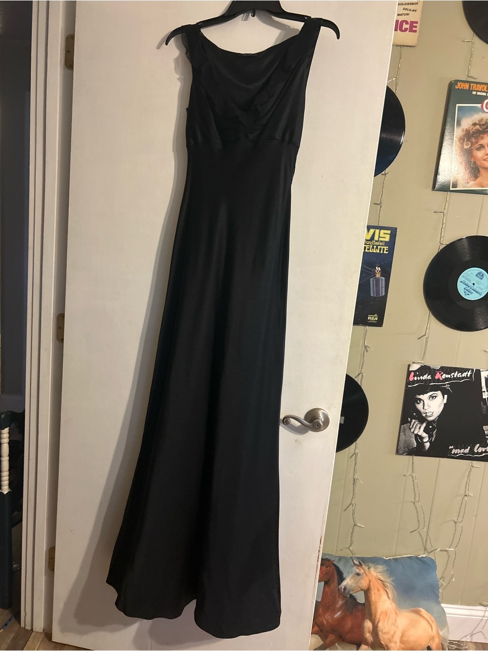 Elie Tahari Black Silk Maxi Dress with Cowl Neckline
